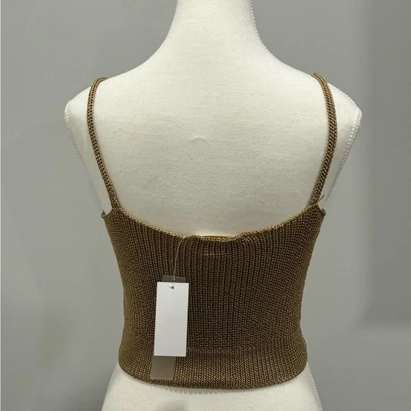 House of Harlow 1960 Knitted crop top Golden  XS Straps New Year Party Dance - Picture 3 of 7